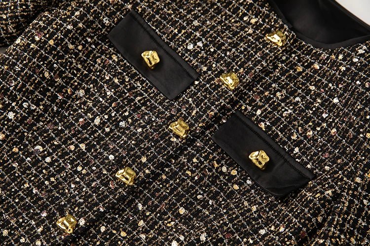Ludinoir Elegant Women's Sequin Blazer & Ruffle Skirt Set - Lu Di Lusso
