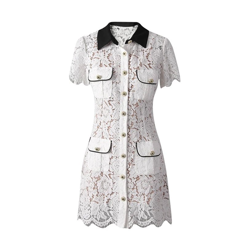 LULITTA White Lace Slim Dress – Summer Hollow Out - Lu Di Lusso