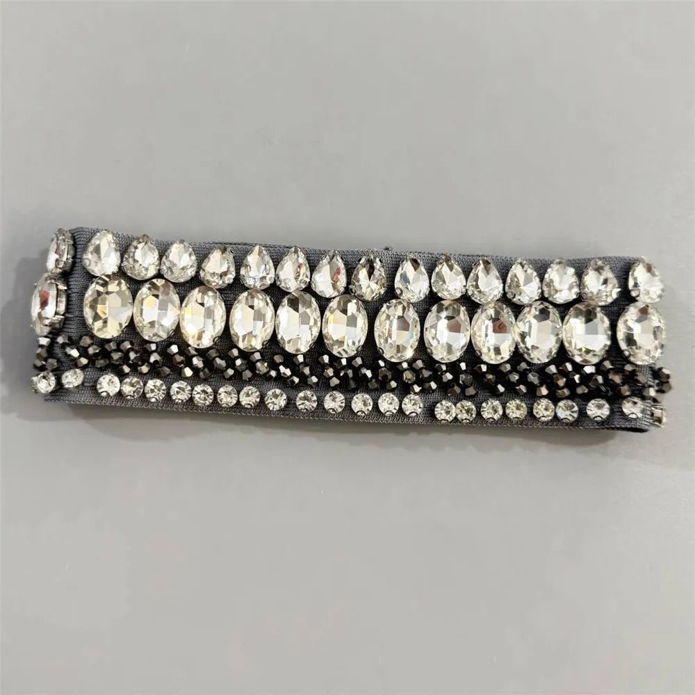 Lunar - Elegant strapless bandage evening gown adorned with silver crystal. - Lu Di Lusso