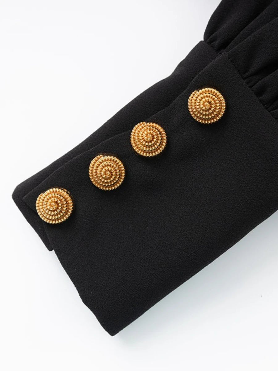 Lureva Black Sequin Jacket – Luxury Double - Breasted Blazer for Women - Lu Di Lusso