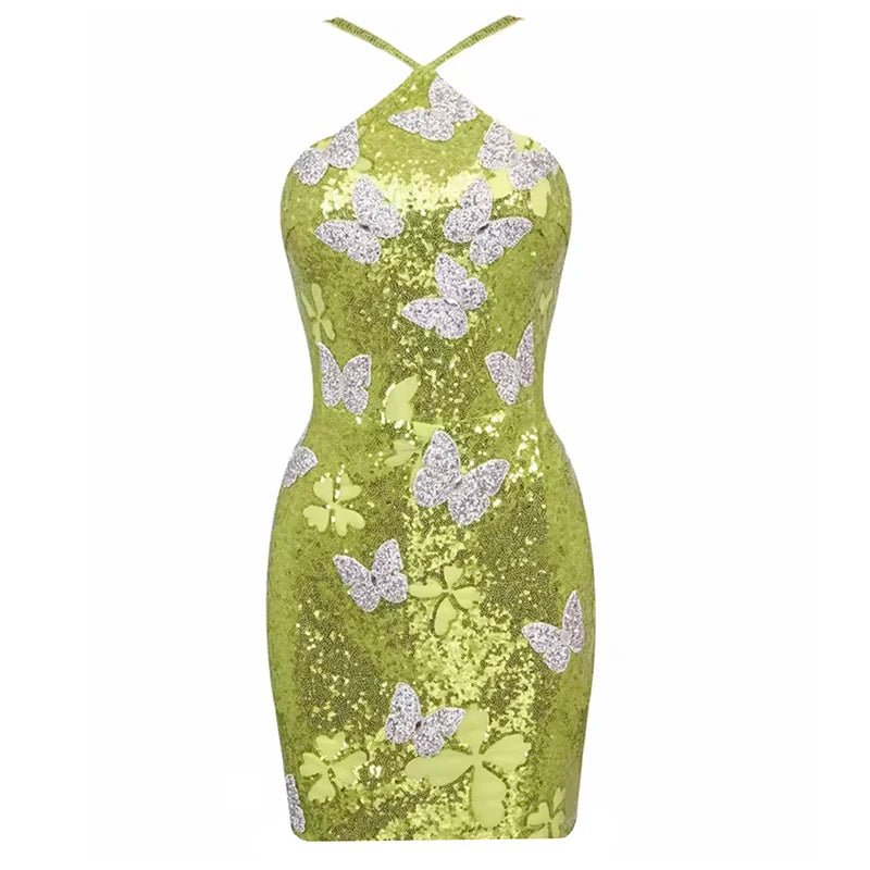 Lustra - A sleeveless sparkly dress with delicate butterflies. - Lu Di Lusso