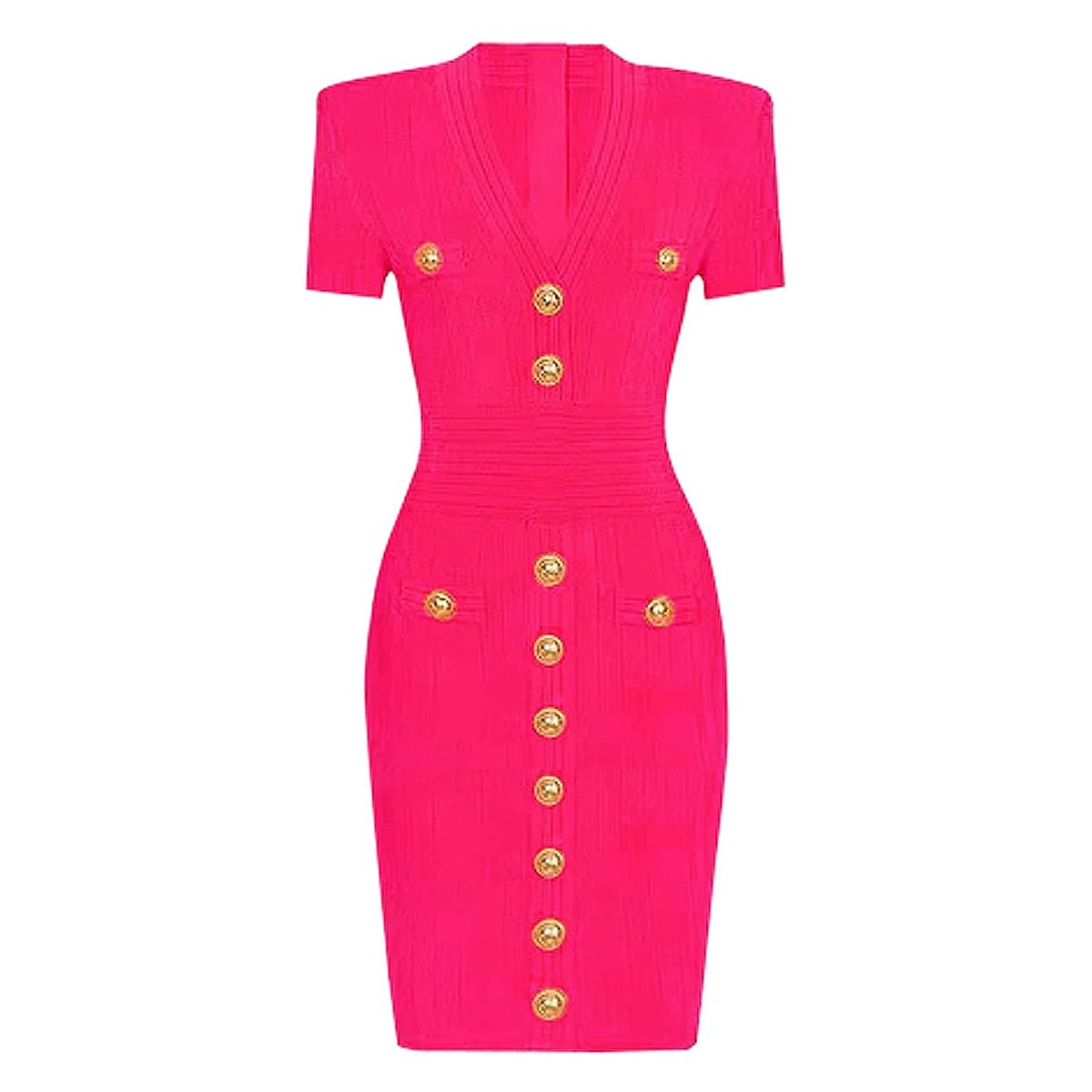 MAÉLIS Gold Button Dress - Lu Di Lusso