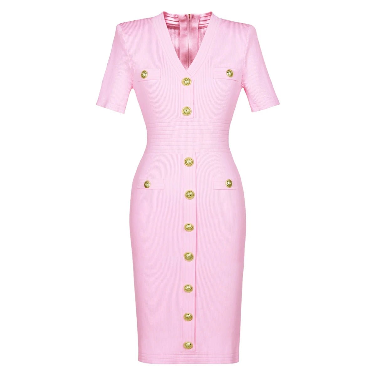 MAÉLIS Gold Button Dress - Lu Di Lusso