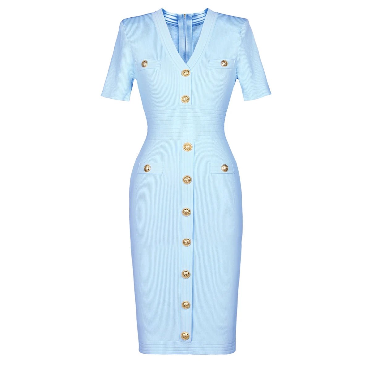 MAÉLIS Gold Button Dress - Lu Di Lusso