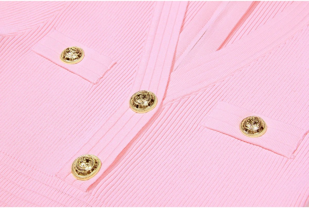 MAÉLIS Gold Button Dress - Lu Di Lusso