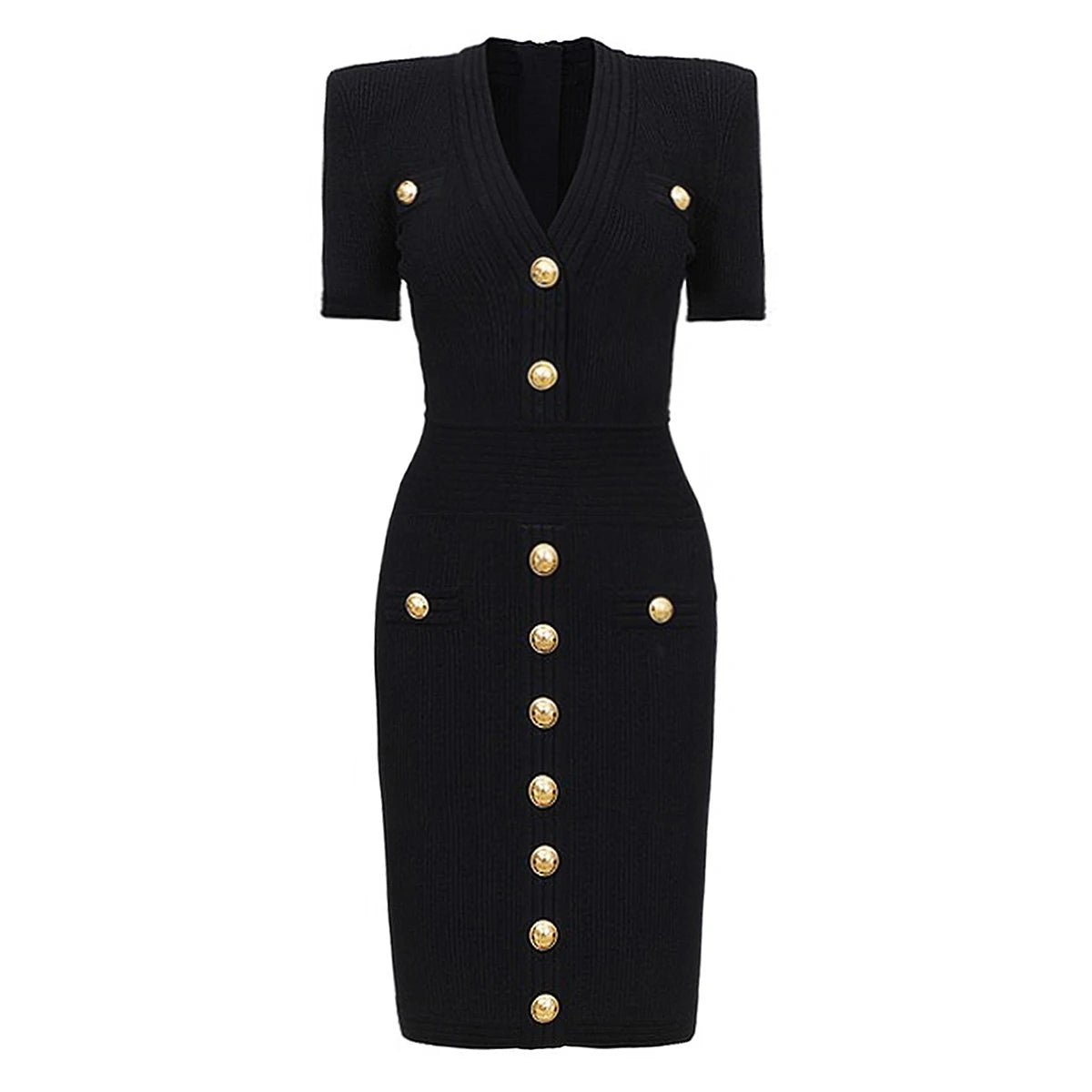 MAÉLIS Gold Button Dress - Lu Di Lusso