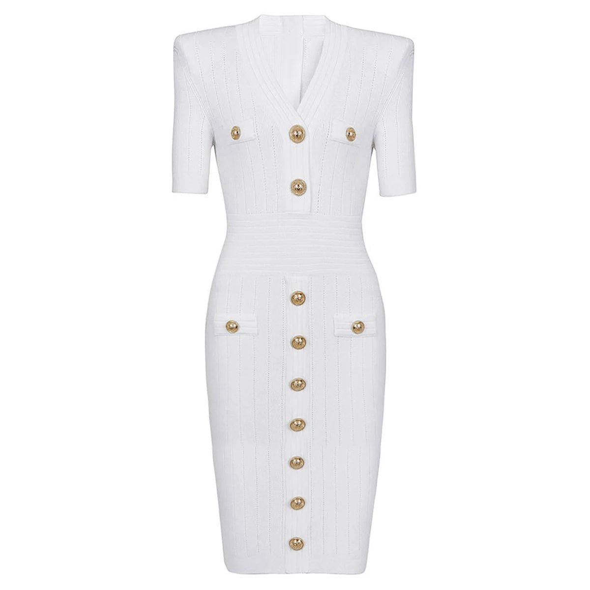 MAÉLIS Gold Button Dress - Lu Di Lusso