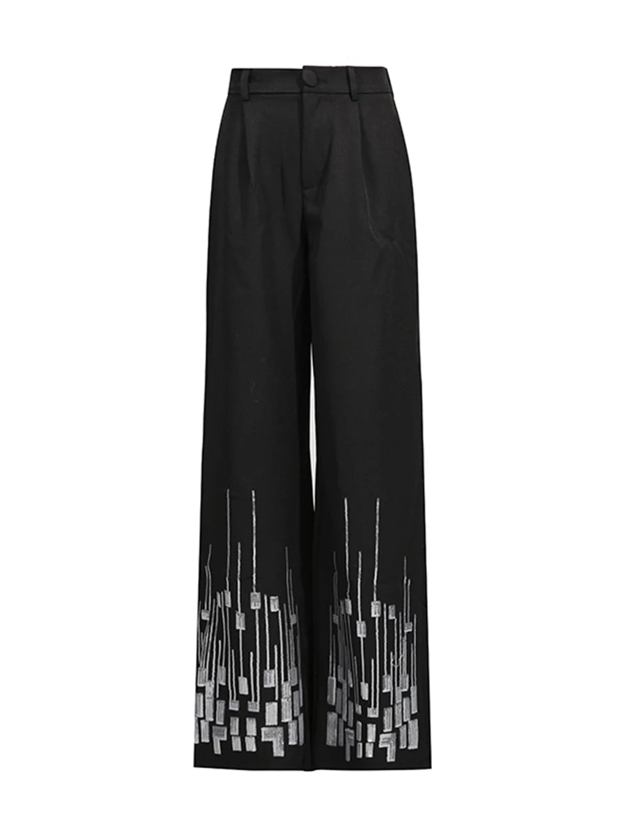 MARO Sequin Two - Piece Suit – Elegant Wide - Leg Trouser Set - Lu Di Lusso