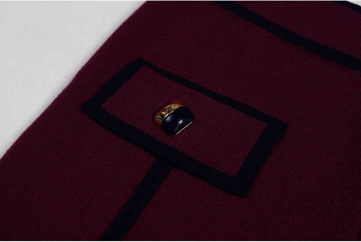 Marvière Knitted Patchwork Cardigan & Straight Pants Set - Lu Di Lusso