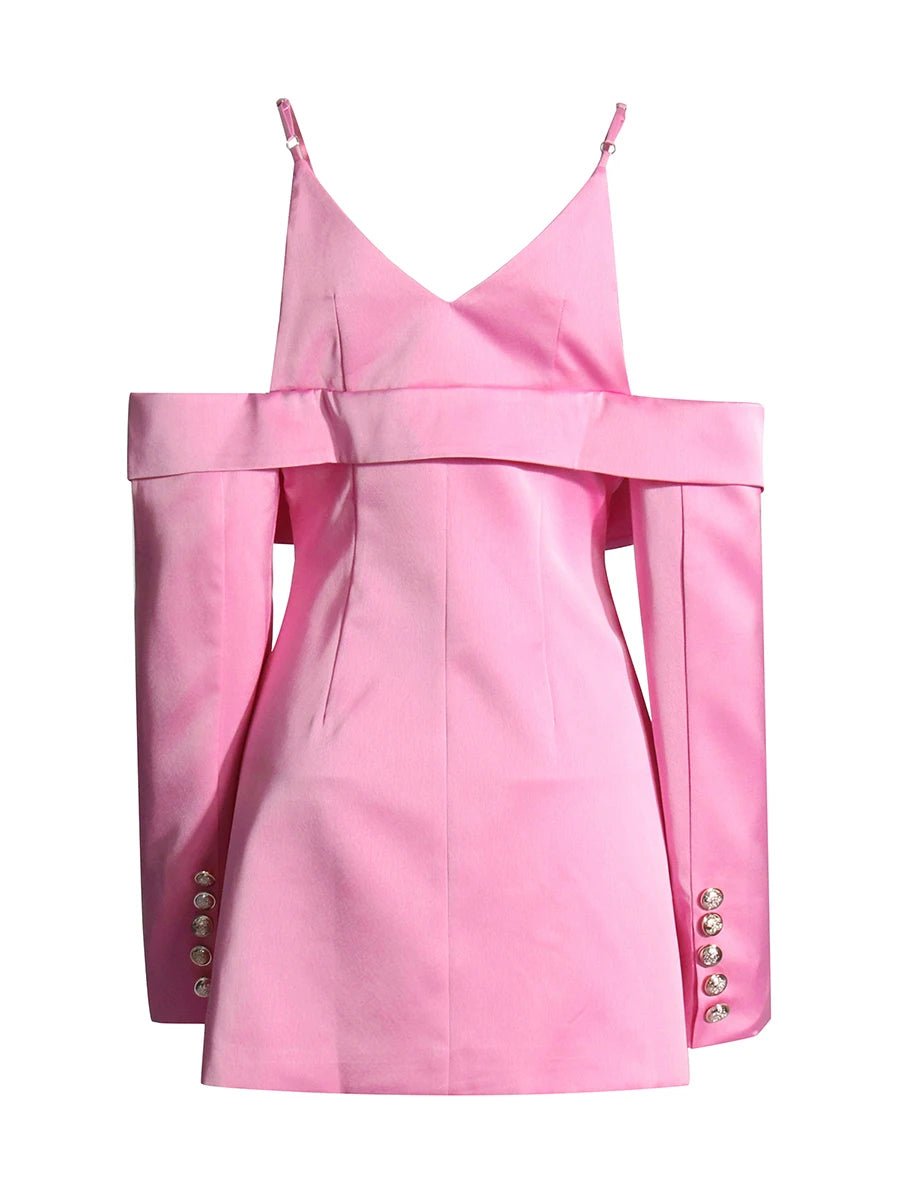 Naroush Slim - fit off - shoulder blazer featuring a V - neck and long sleeves - Lu Di Lusso