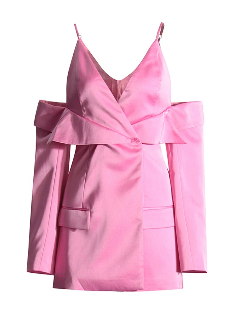 Naroush Slim - fit off - shoulder blazer featuring a V - neck and long sleeves - Lu Di Lusso