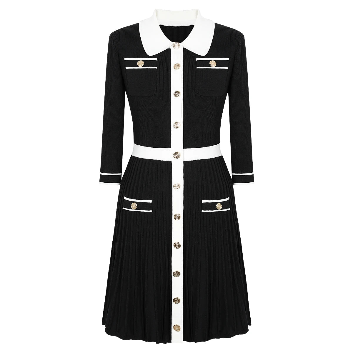 Novellea Color Block Slim Fit Knitted Dress - Lu Di Lusso