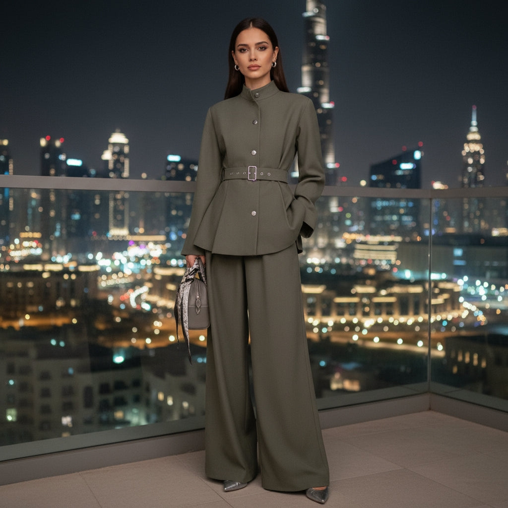 VALENCIA Set — Vintage Lace-Up Trench Ensemble