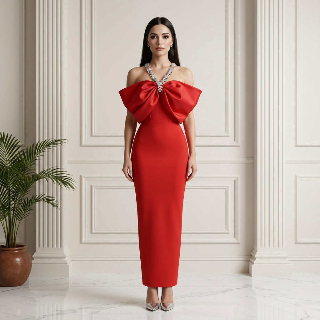 Auralis Crystal Halter Sexy Bandage Dress