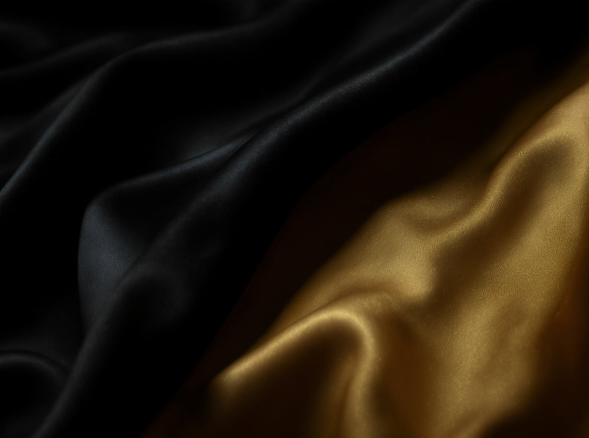 Black and gold silk fabric texture