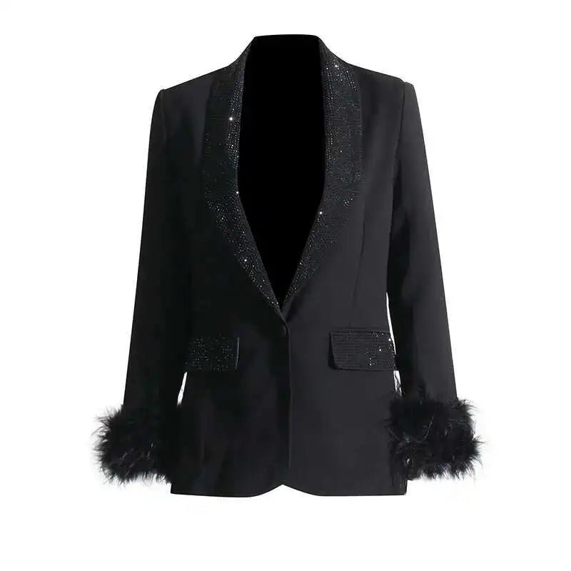 Plumosa blazer with feather cuffs - Lu Di Lusso