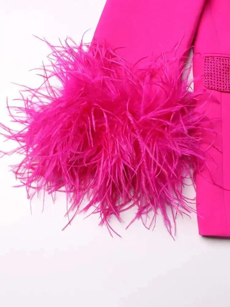 Plumosa blazer with feather cuffs - Lu Di Lusso