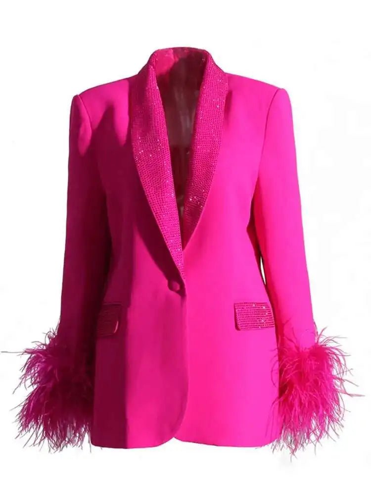 Plumosa blazer with feather cuffs - Lu Di Lusso