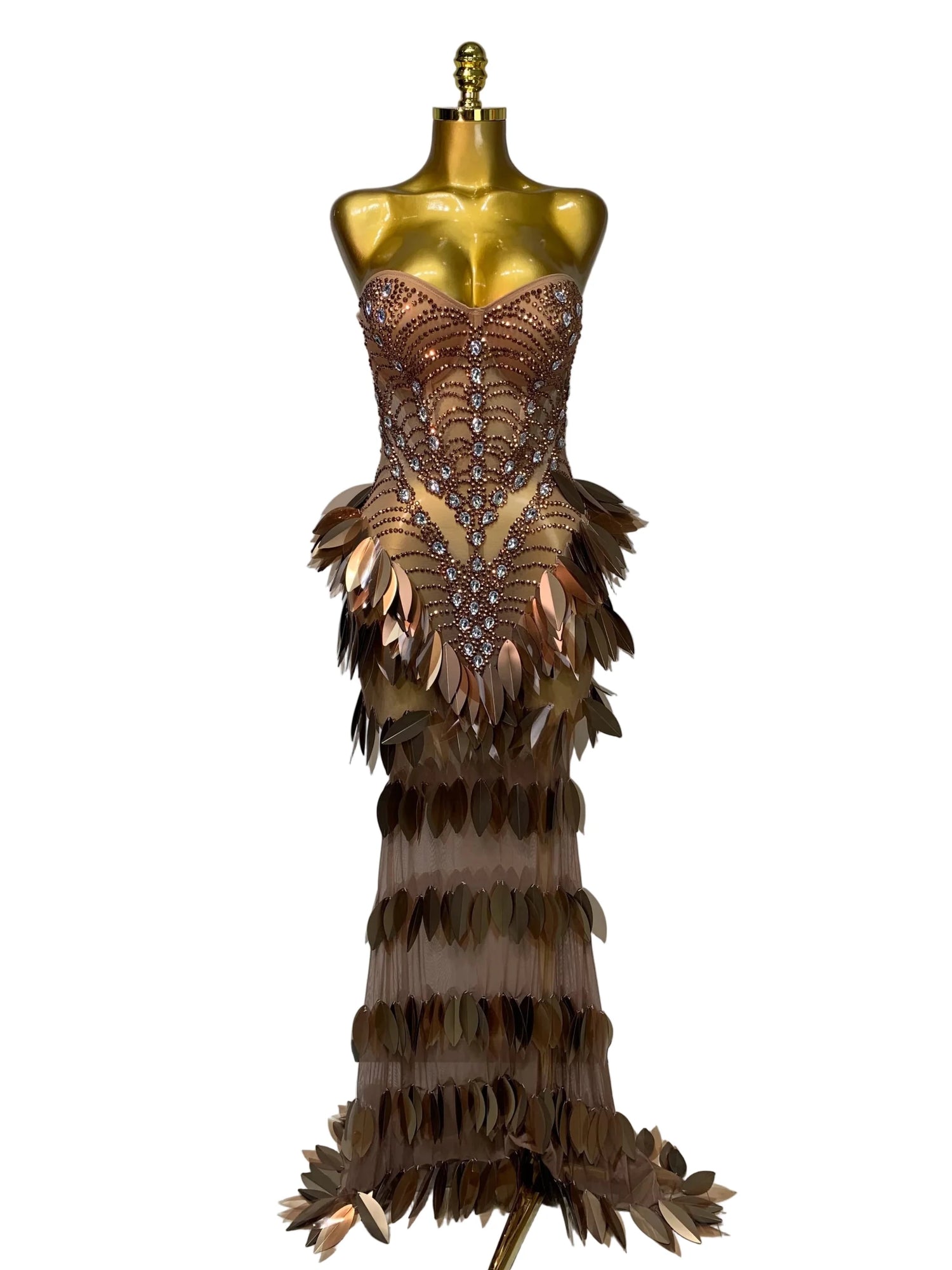 Queen Strapless Rhinestone Maxi Dress - Lu Di Lusso