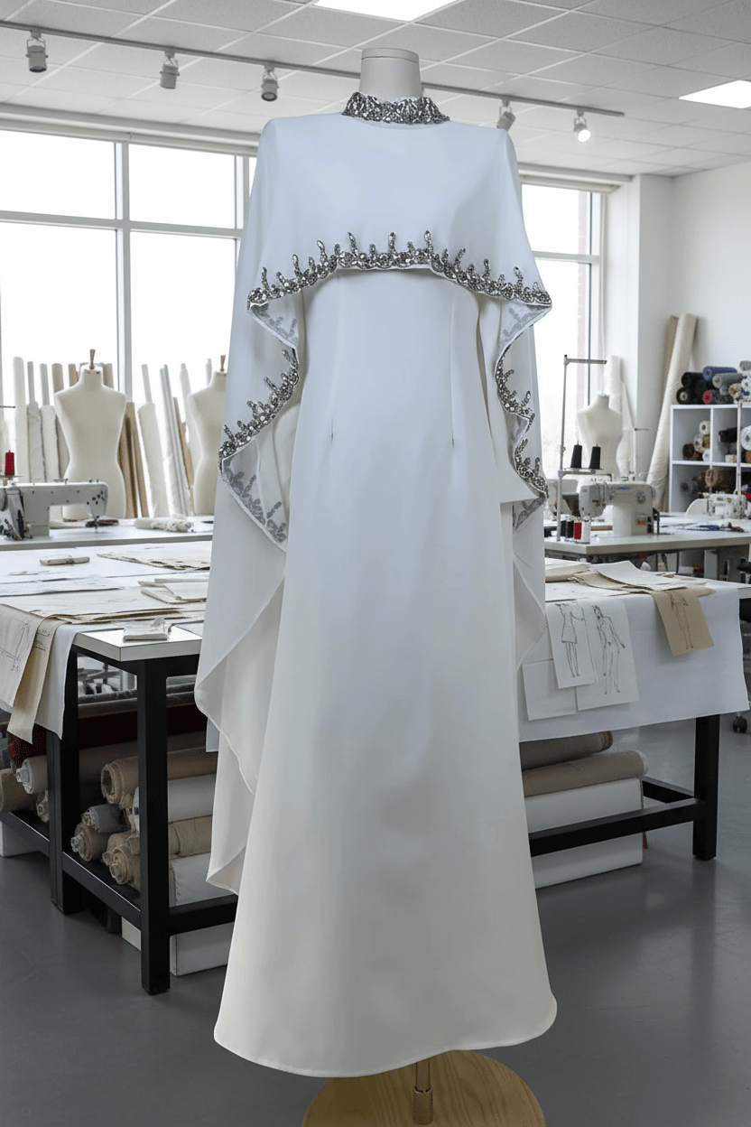 Rala Diamond Shawl Abaya - Lu Di Lusso