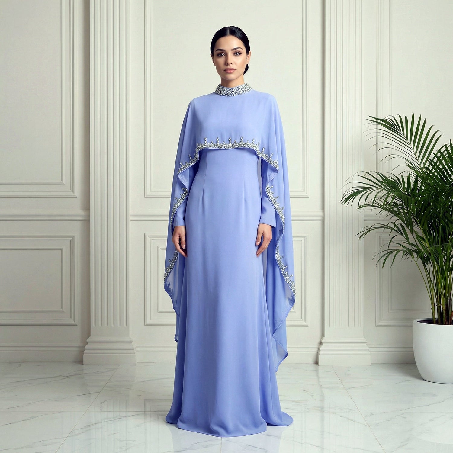 Rala Diamond Shawl Abaya - Lu Di Lusso