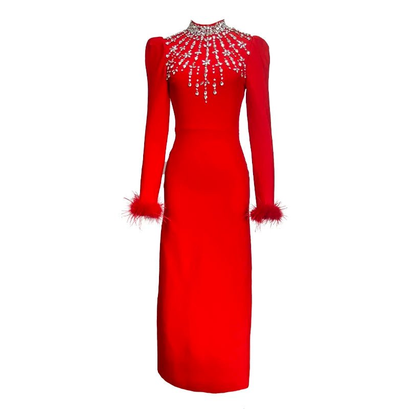 Rosy Crystal Bandage Evening Dress - Lu Di Lusso