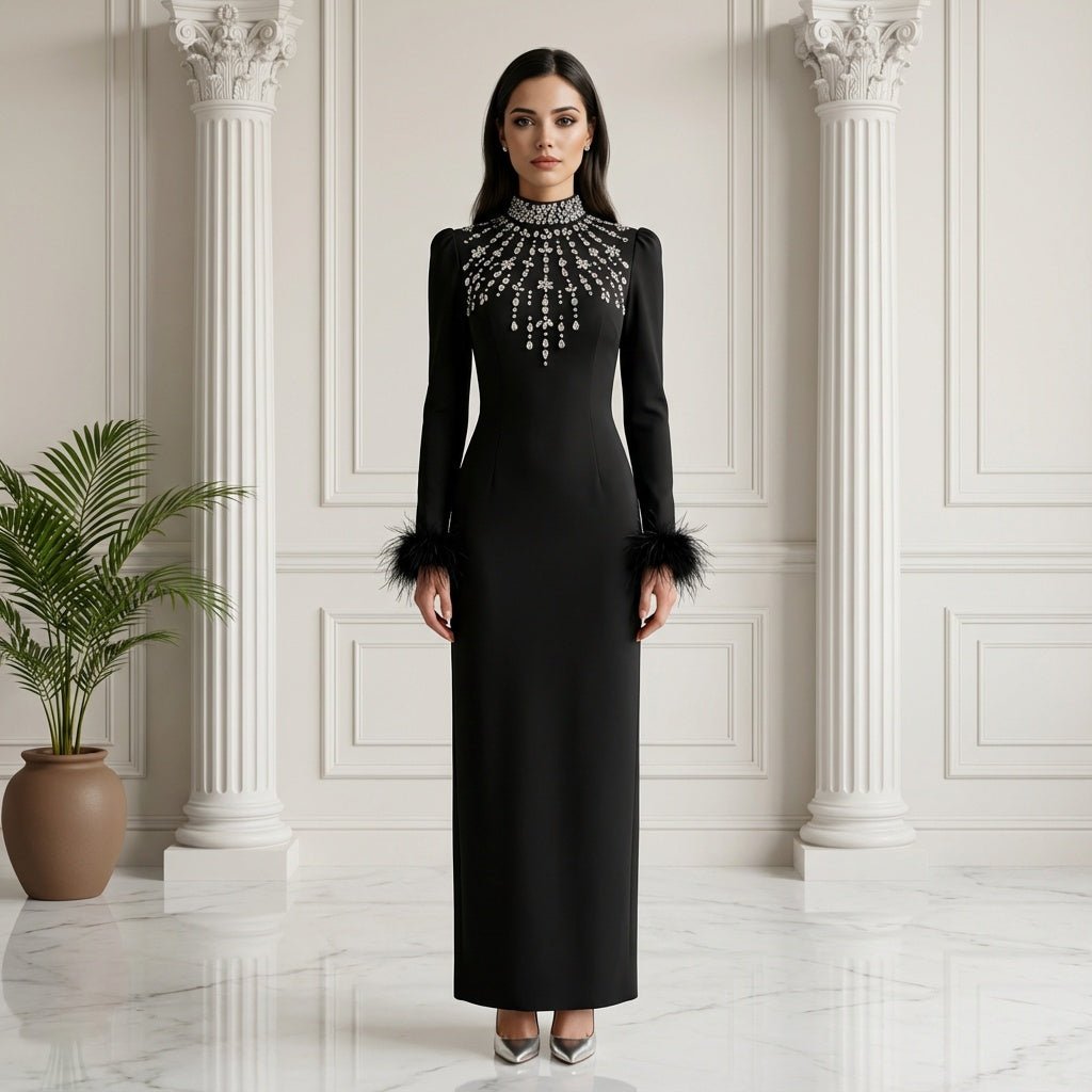 Rosy Crystal Bandage Evening Dress - Lu Di Lusso