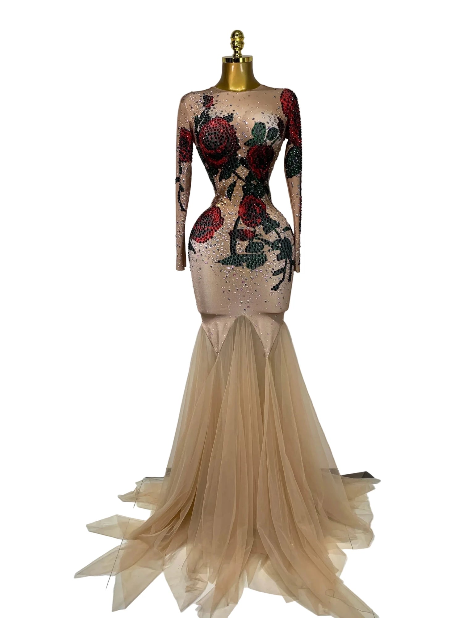 Rosytta Rhinestone Floral Maxi Dress - Lu Di Lusso