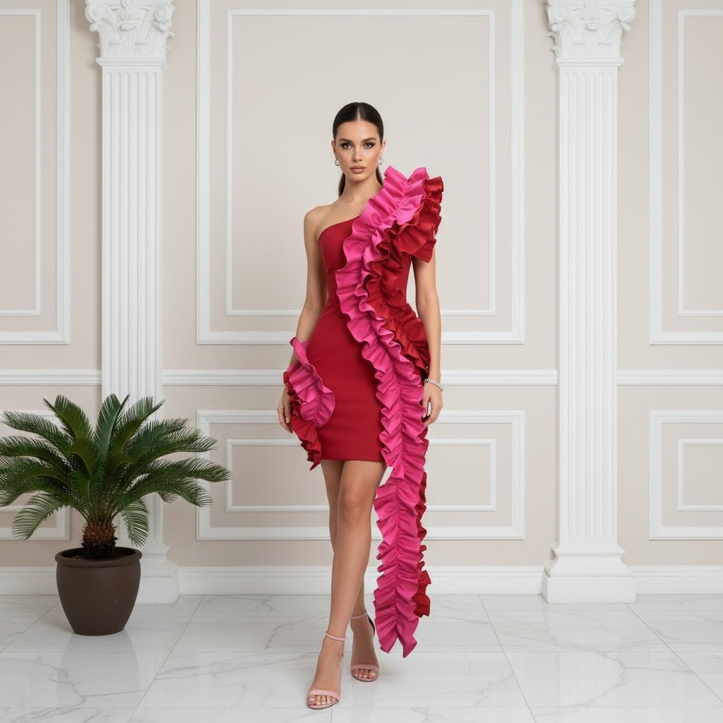 Ruby - Elegant Bandage One Shoulder dress. - Lu Di Lusso