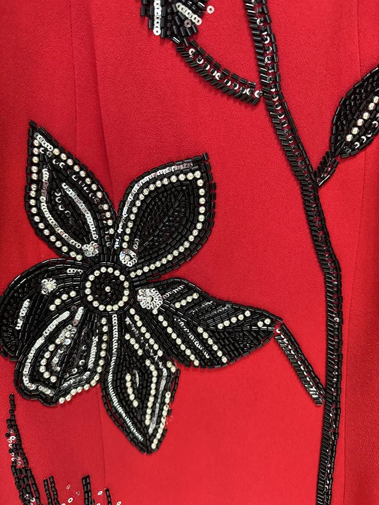 RUBYN Embroidered Evening Dress – Elegant Long Sleeve Gown - Lu Di Lusso