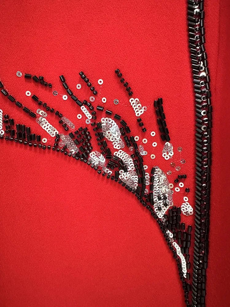 RUBYN Embroidered Evening Dress – Elegant Long Sleeve Gown - Lu Di Lusso