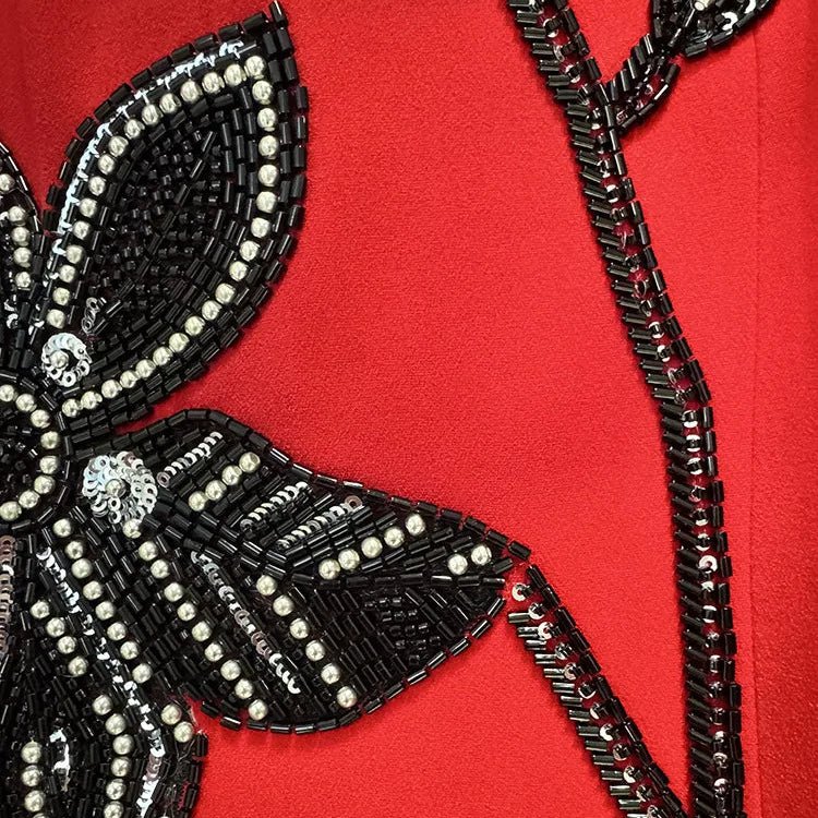 RUBYN Embroidered Evening Dress – Elegant Long Sleeve Gown - Lu Di Lusso