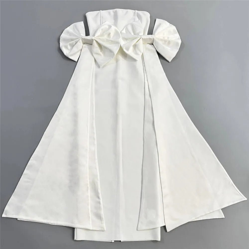 Snowy sleeveless bow bandage maxi dress - Lu Di Lusso