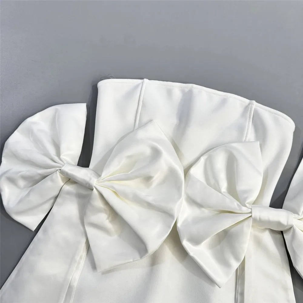 Snowy sleeveless bow bandage maxi dress - Lu Di Lusso