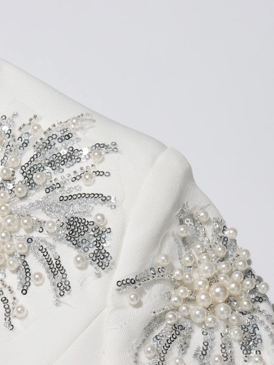 Stardust Flare - A white and black Blazer with sparkling details. - Lu Di Lusso