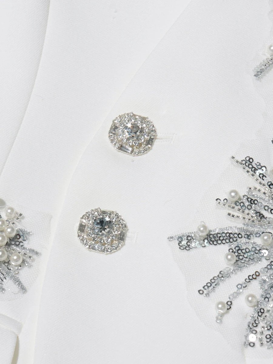 Stardust Flare - A white and black Blazer with sparkling details. - Lu Di Lusso