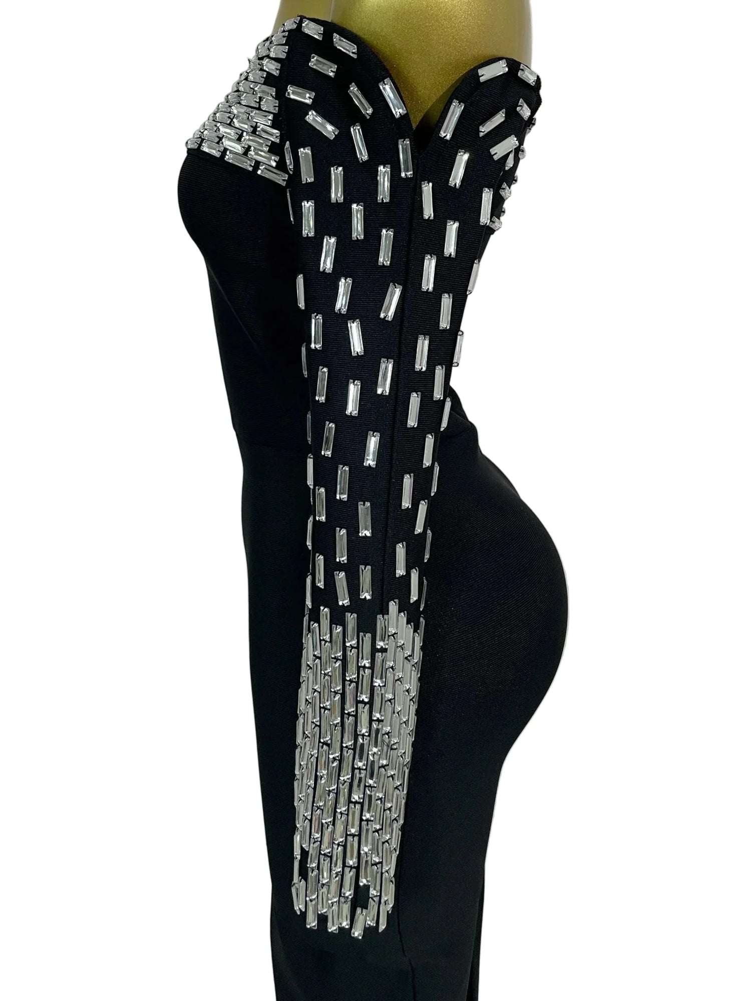 Starlight One - Shoulder Rhinestone Bandage Dress - Lu Di Lusso