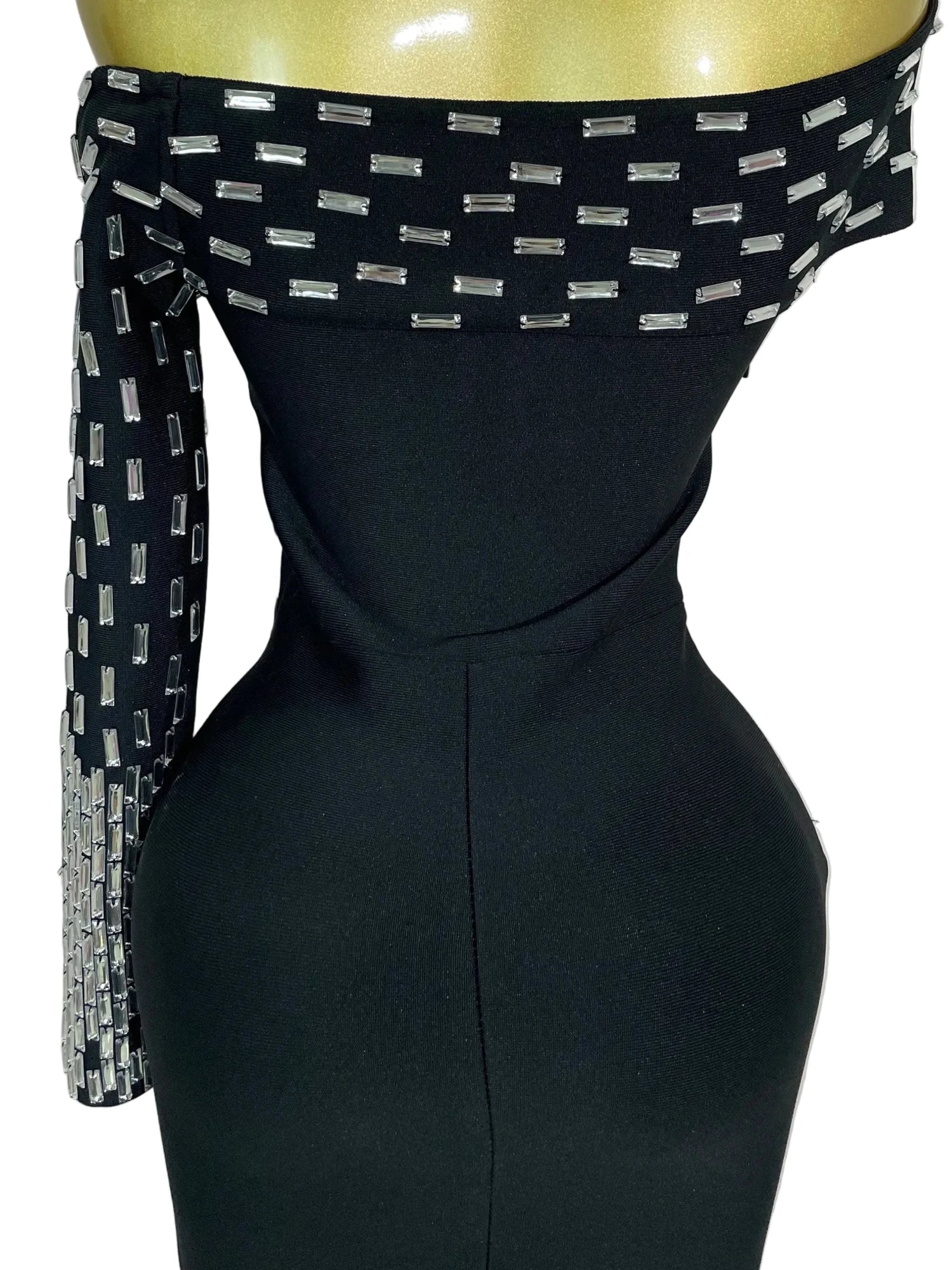 Starlight One - Shoulder Rhinestone Bandage Dress - Lu Di Lusso