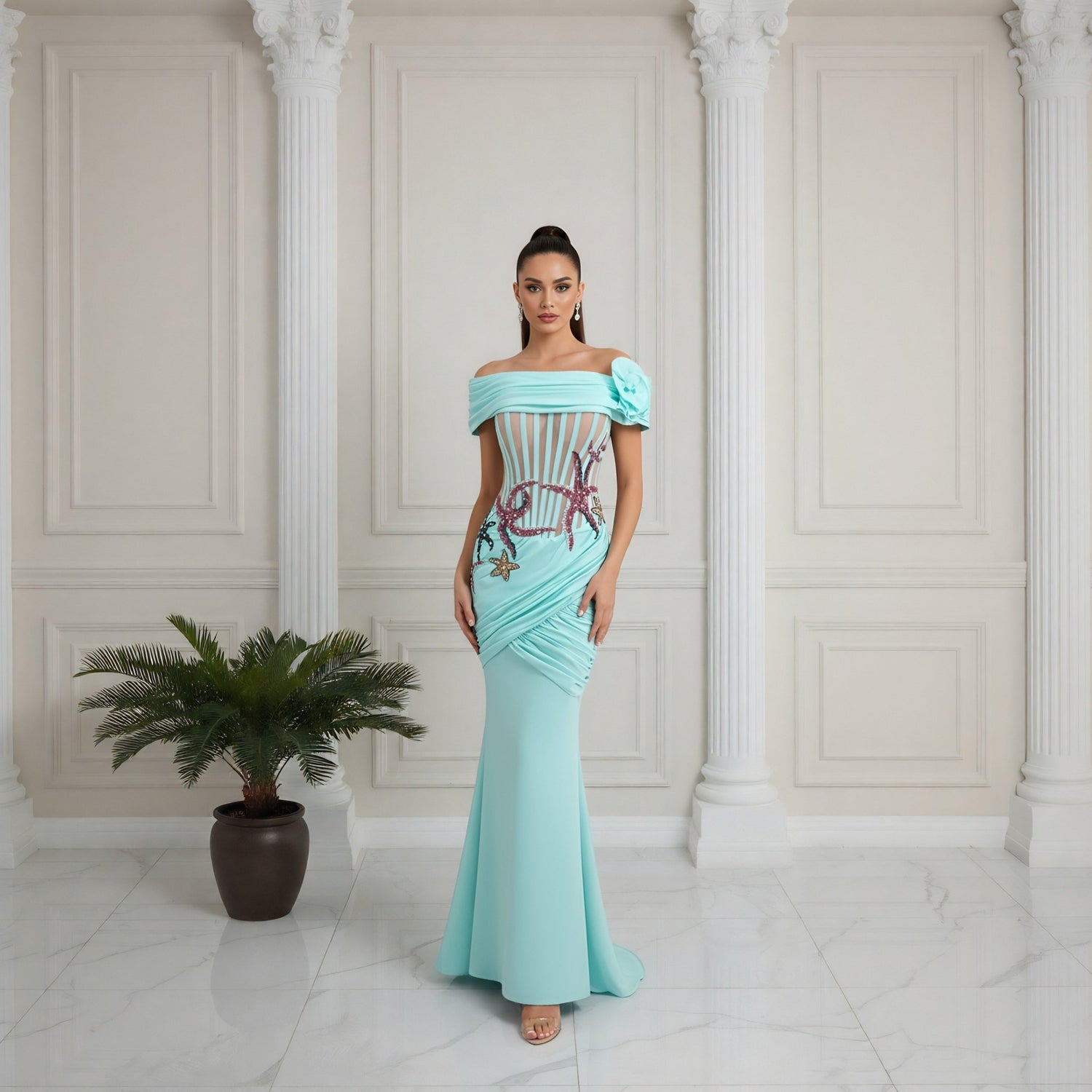 Stella Maris - A Luxurious off - Shoulder, Inspired by the elegance of the Sea - Lu Di Lusso