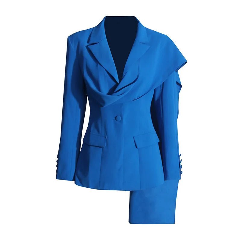 The Verona - a Long Sleeve Deep Blue Blazer - Lu Di Lusso