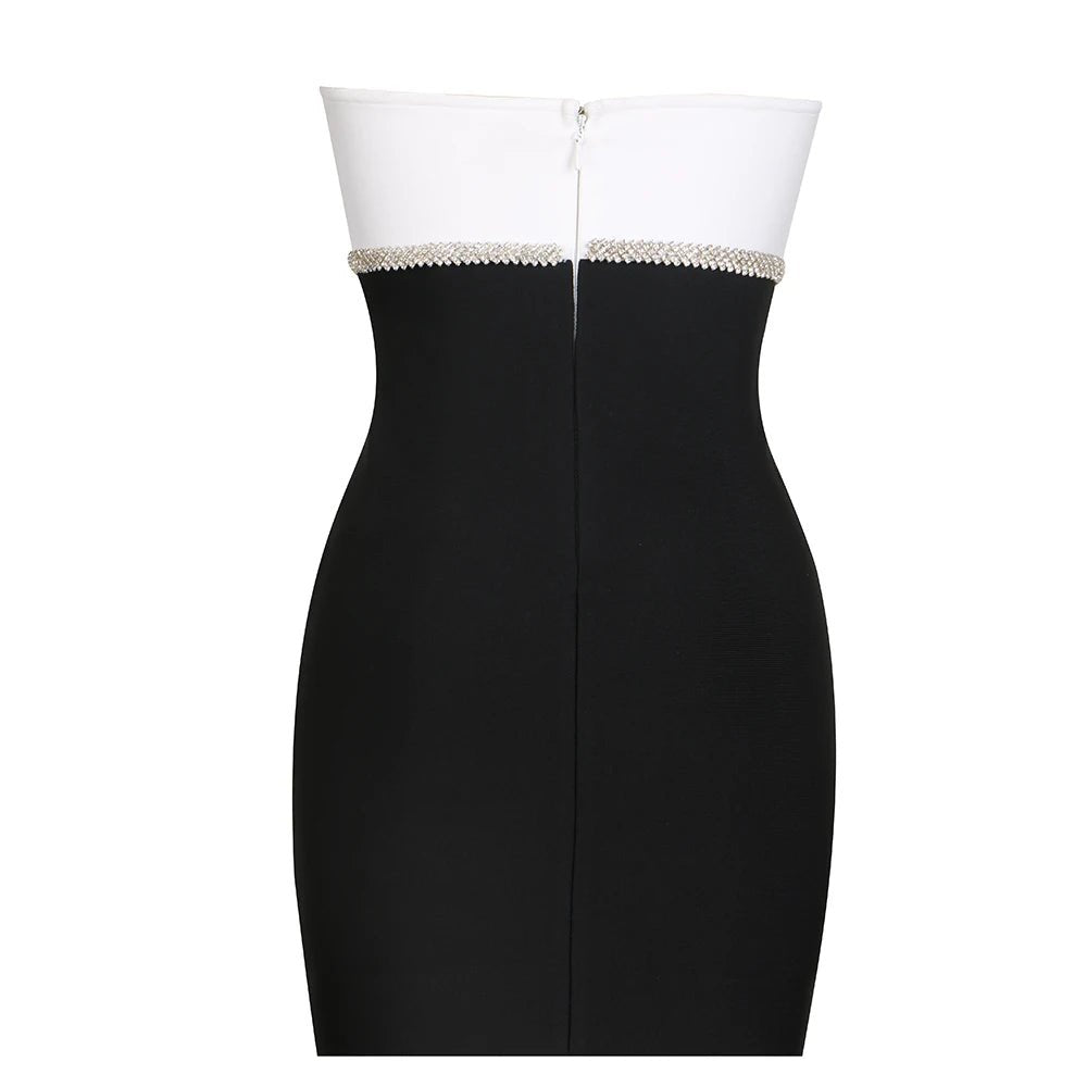 TreBow Strapless Black & White mini bandage dress - Lu Di Lusso