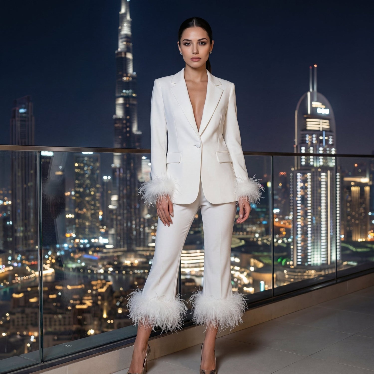 Velina Feather Two - Piece Suit - Lu Di Lusso