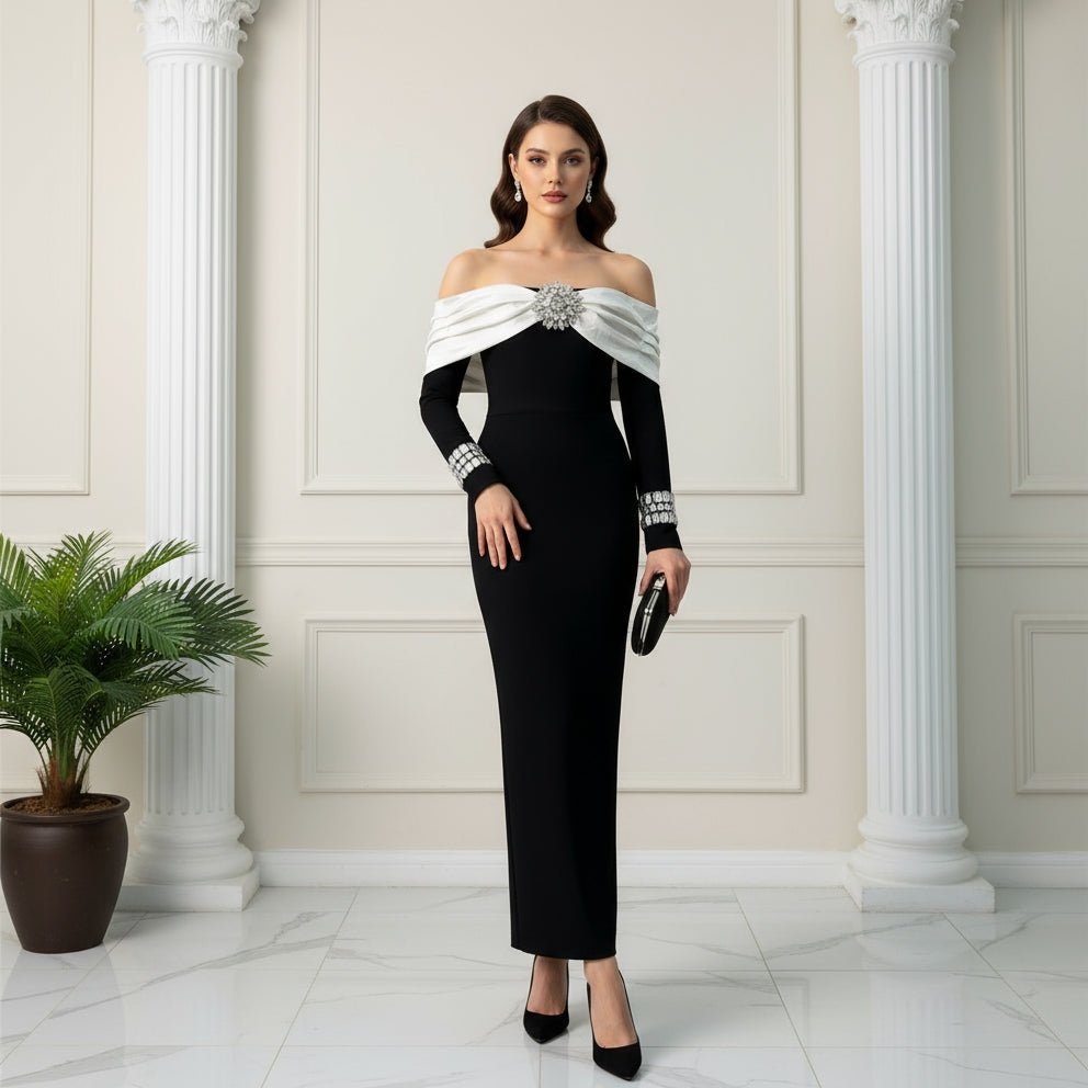 Velisse Elegant off - shoulder beaded Dress - Lu Di Lusso