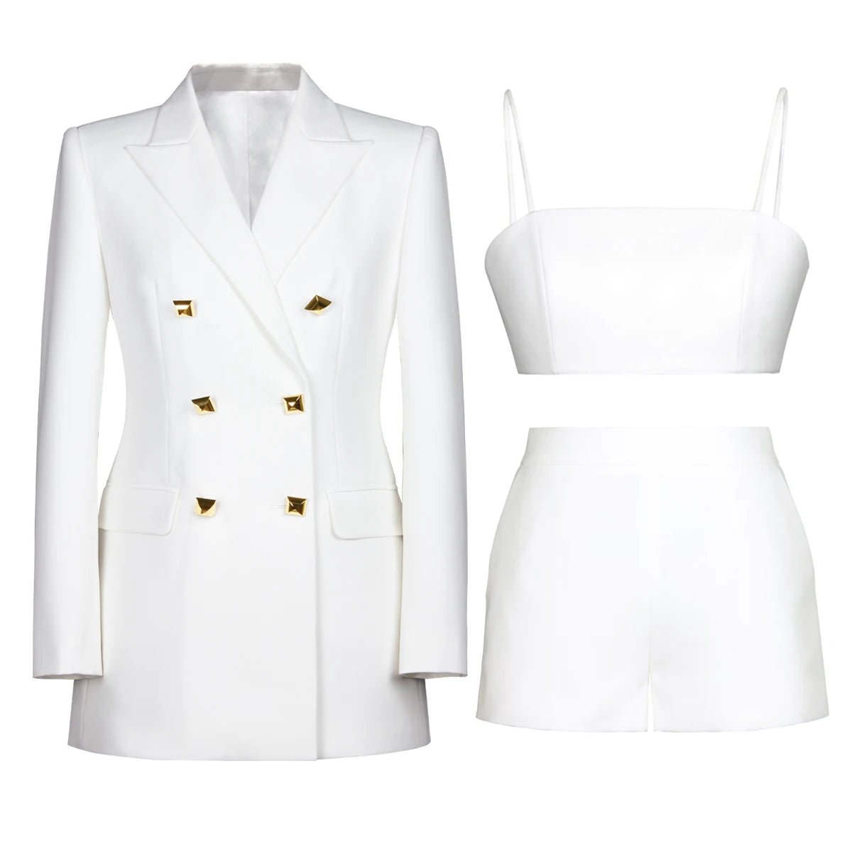 Vera chic blazer set with matching Shorts and crop top. - Lu Di Lusso