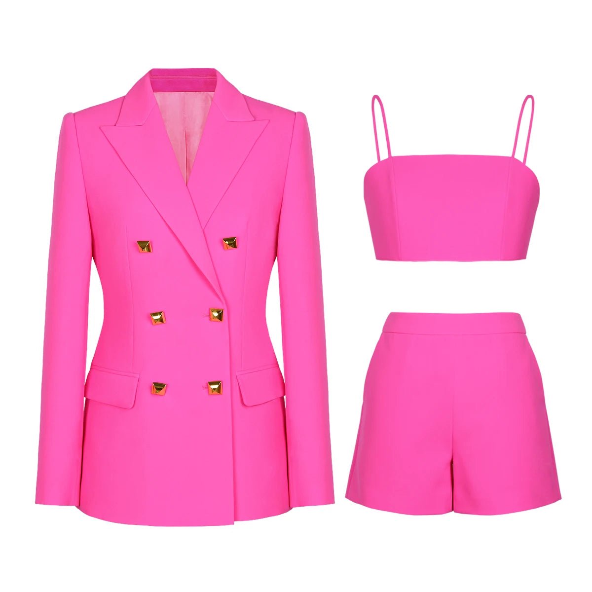 Vera chic blazer set with matching Shorts and crop top. - Lu Di Lusso