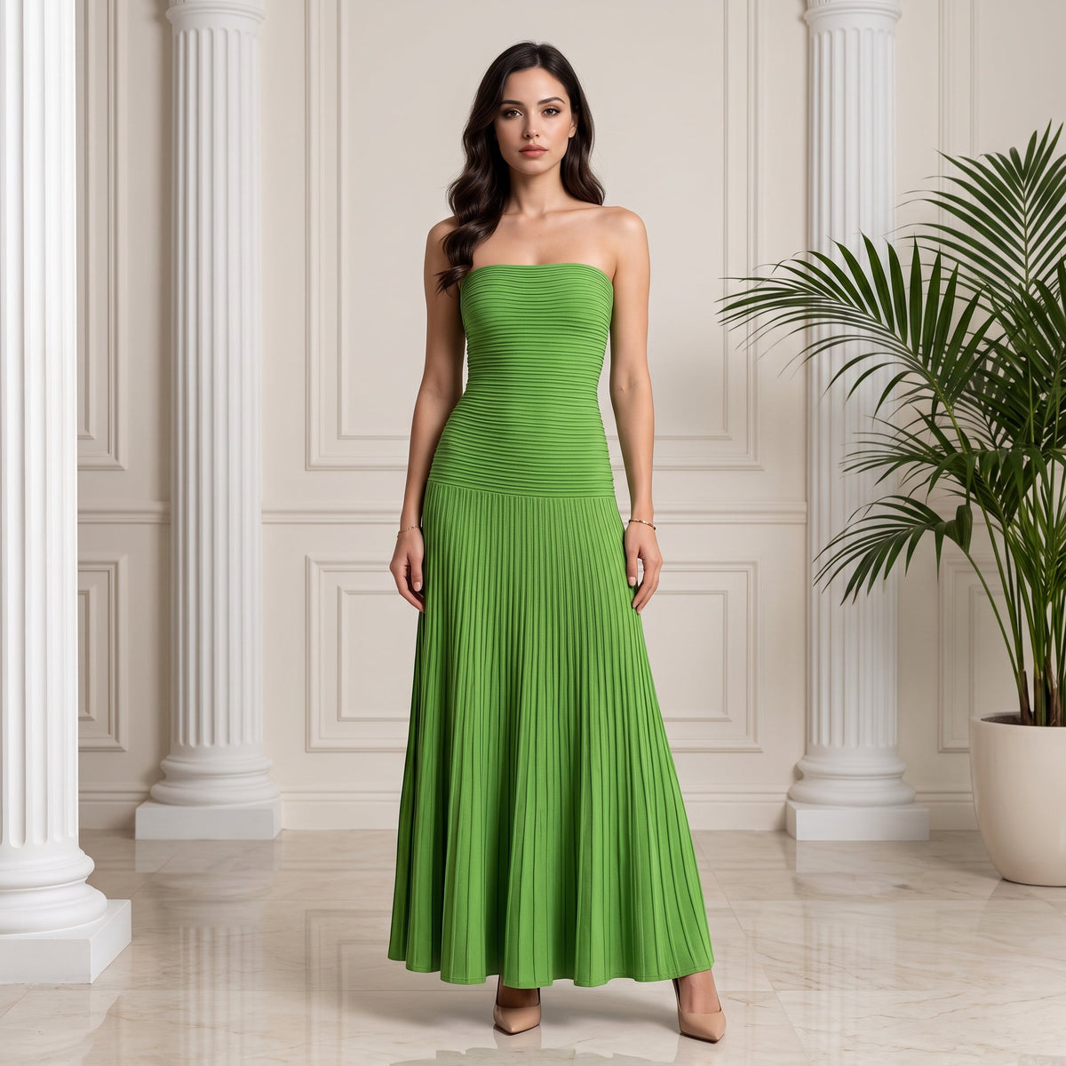 VERDÉA Green Maxi Dress - Lu Di Lusso